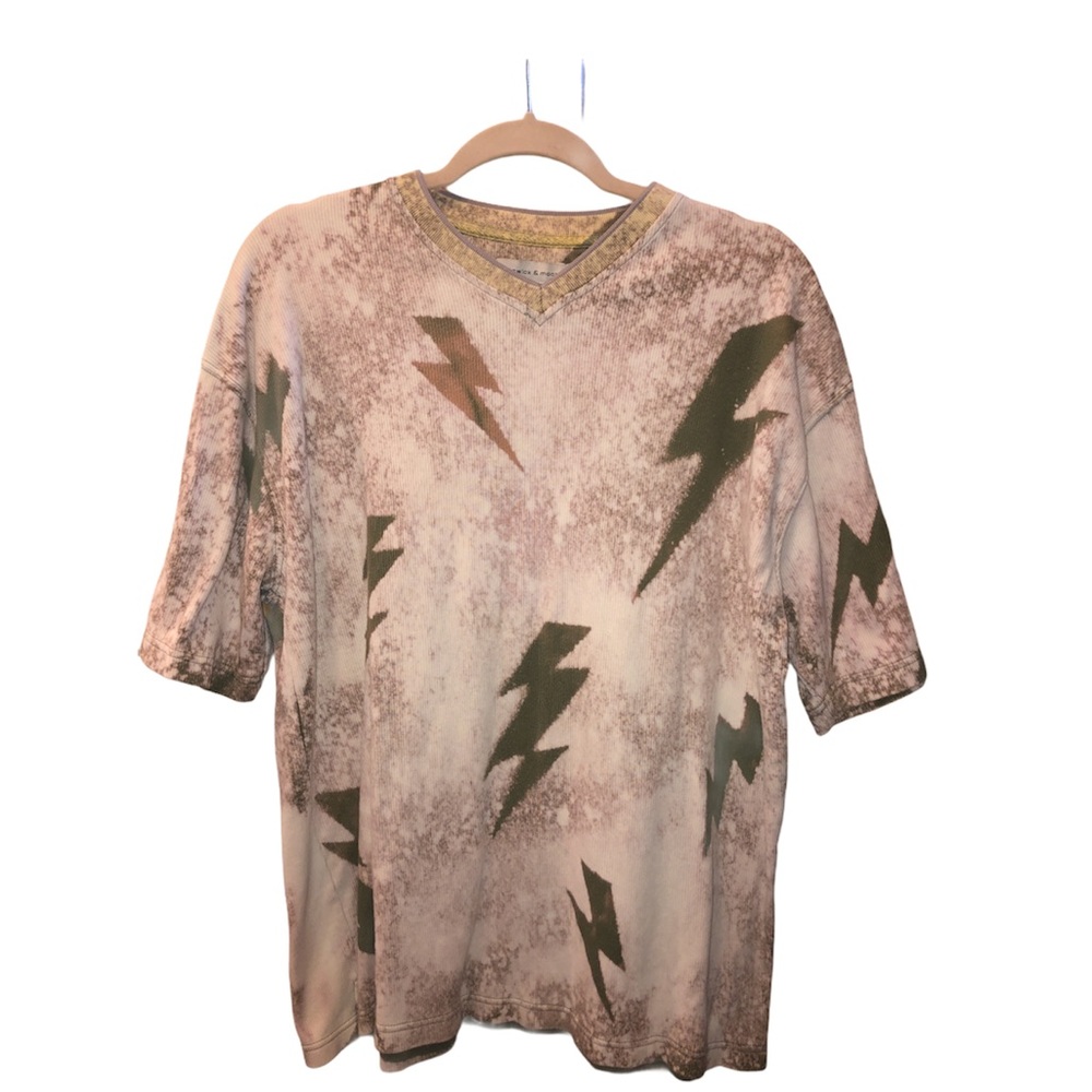 Hand Bleached Ribbed Lightening Bolt Top